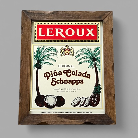 Vintage 90’s Leroux Pina Colada Mirrored Tavern Bar Sign